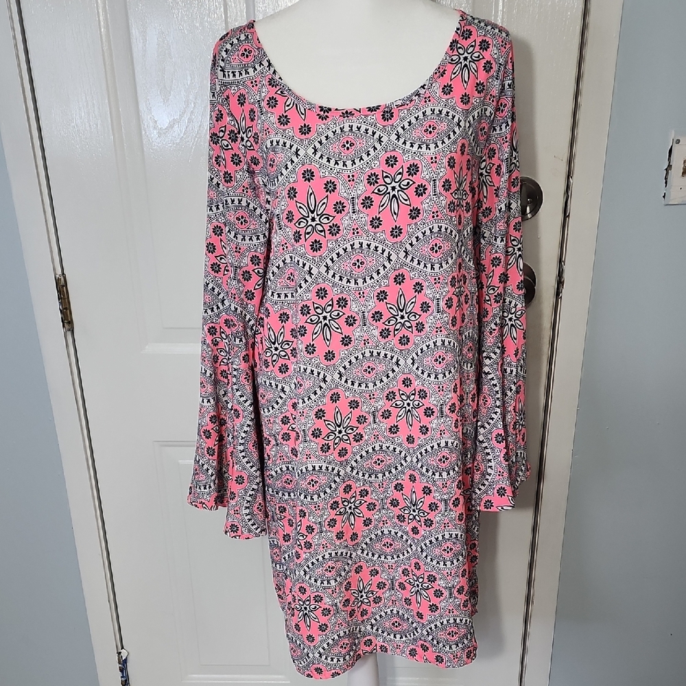 Auditions Pink and Black Patterned Dress